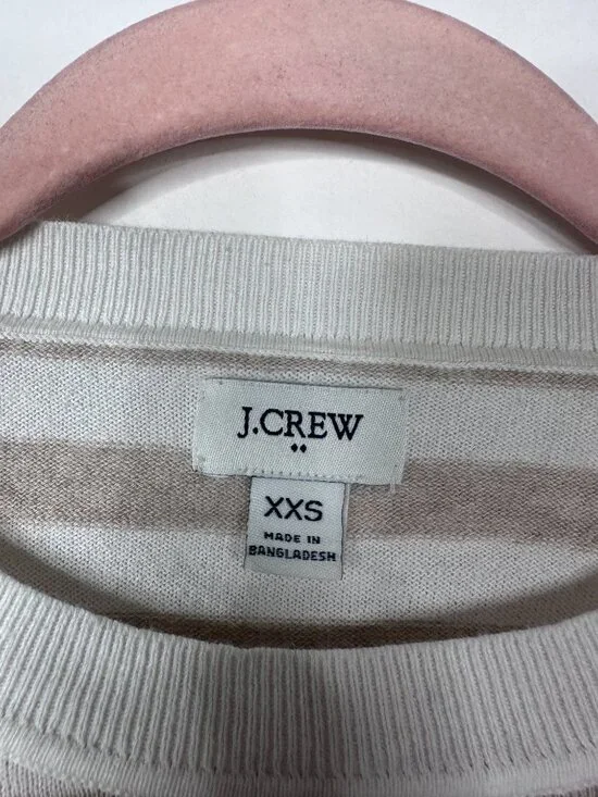 2/$30 J. Crew Striped Drop Shoulder Crewneck Sweater White Cream XXS #A1793 - Picture 6 of 8